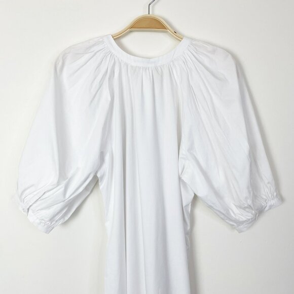 Madewell Tie-Waist Button-Front Midi Dress‎ in Poplin White Size Small NWT - Picture 6 of 14